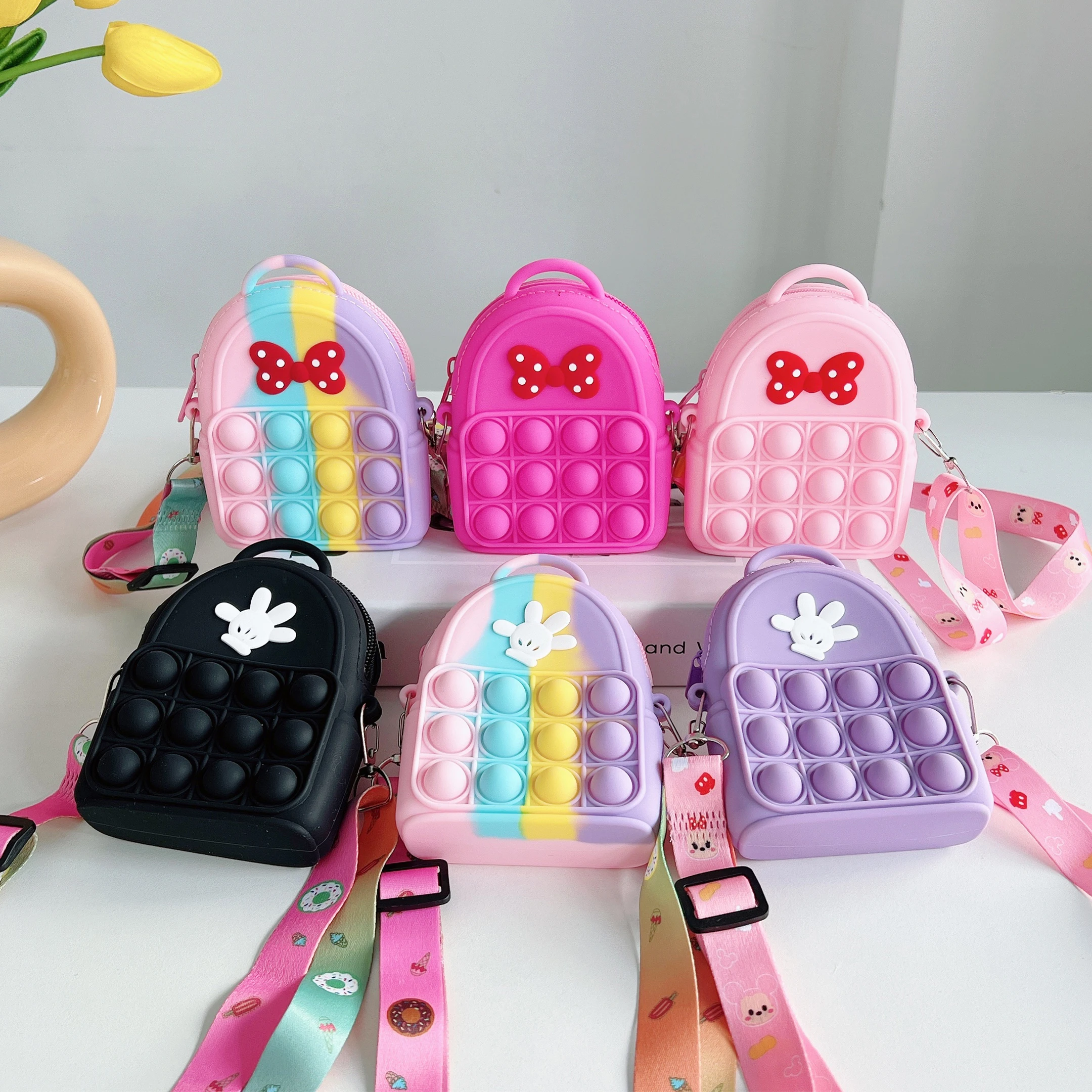 13*9*5cm Pob Bubble Kids Colorful Customized Silicone Purse for Children and Ladies