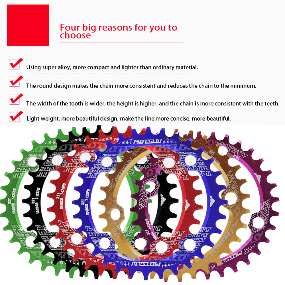 MOTSUV Round Narrow Wide Chain Wheel  MTB Mountain bike bicycle 104 BCD 32T 34T 36T 38T crankset Tooth plate Parts