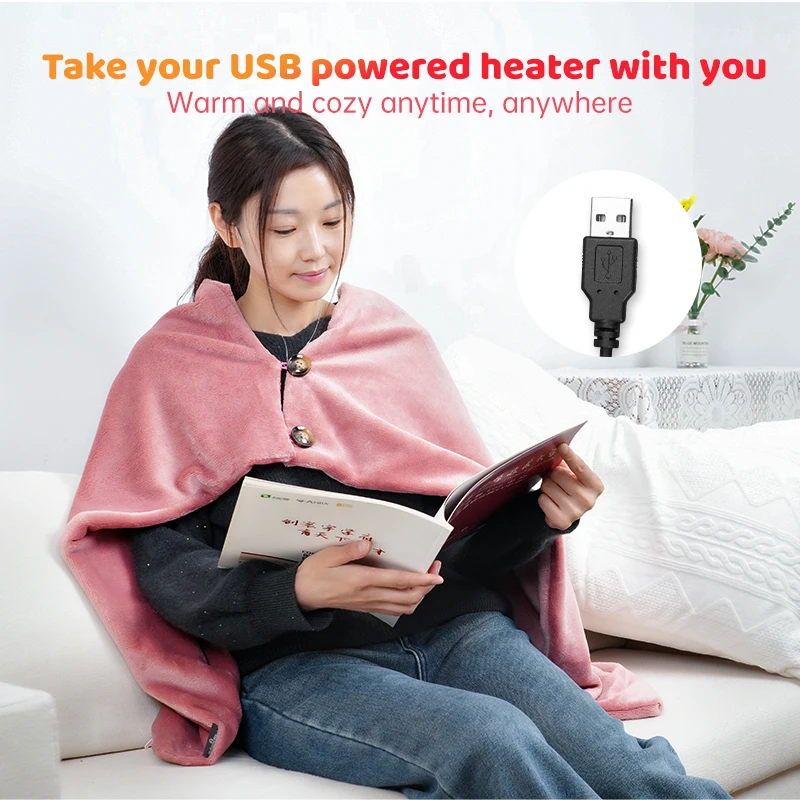 Wearable Heated Keep Warmer Blanket Infrared Graphene Heating Velvet Blanket Throw from Factory