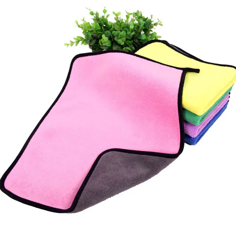 Custom Logo Coral Fleece Thicken Quick Dry Towel Car 800gsm Absorbent Microfiber Car Towel Cleaning Cloth Wash Towel Car