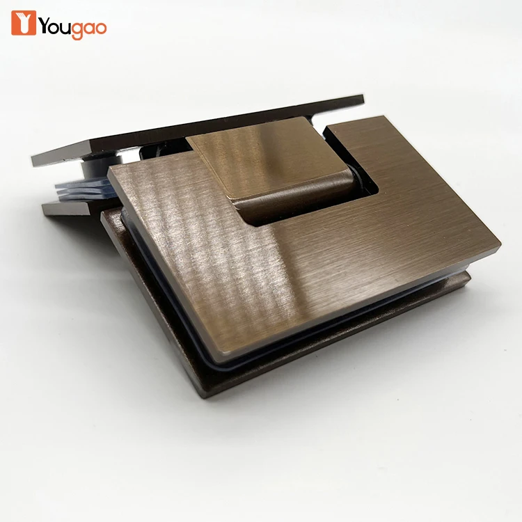 Manufacturer 304 Stainless Steel 135 Degrees Brushed Copper Door Clamp Adjustable Soft Close Hydraulic Shower Door Glass Hinge