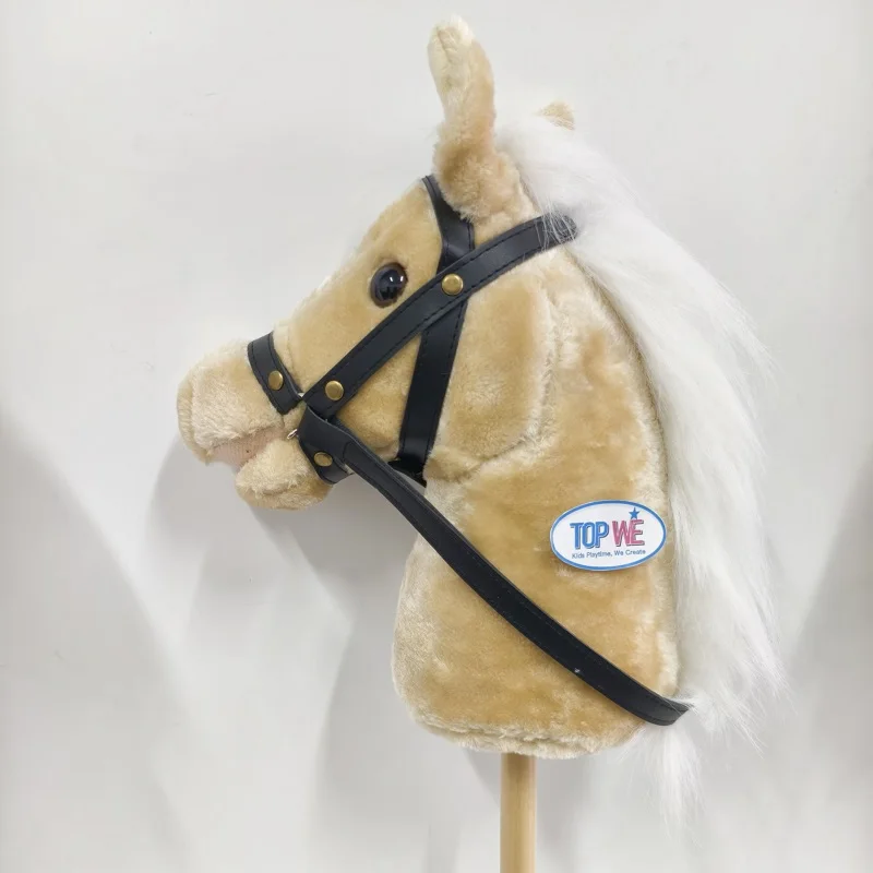 Custom design plush hobby horse head doll stick with music Manufacturer Plush Animal Horse Stick for Kids