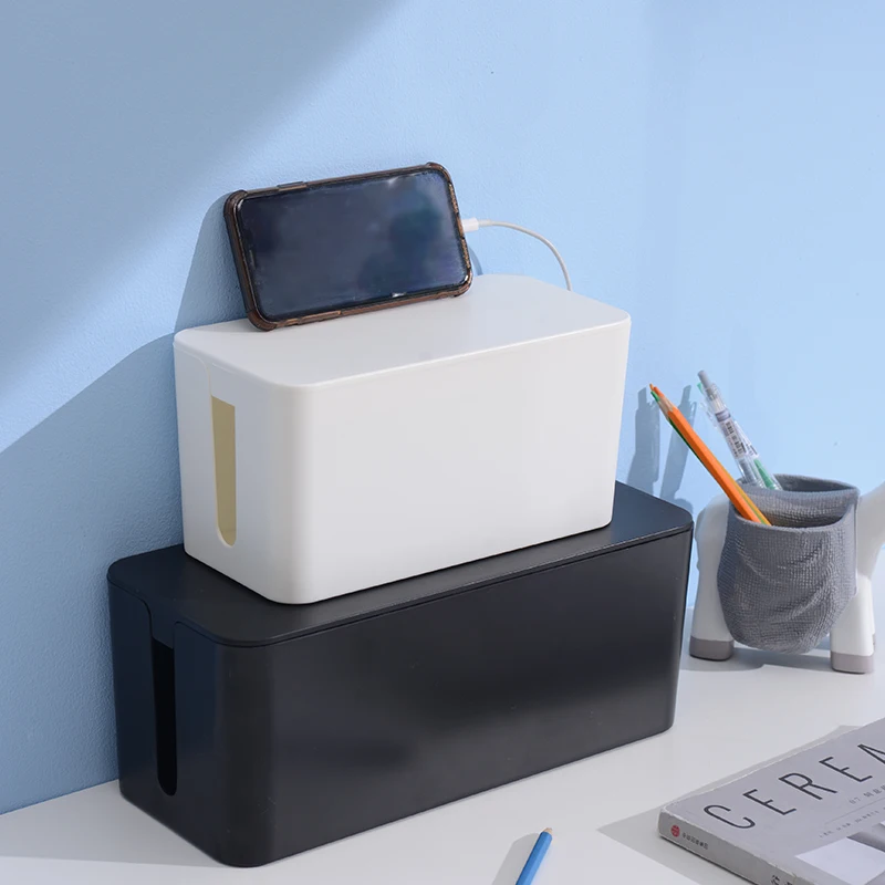 Hot Sale ABS Large Desk Mounted Cable Manage And Organise Electric Cable Organizer Management Box With Lid