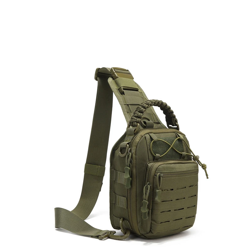 Hot Outdoor Waterproof Single Shoulder Tactical Chest Bag Polyester Molle Sports Backpack for Riding Hiking Camouflage