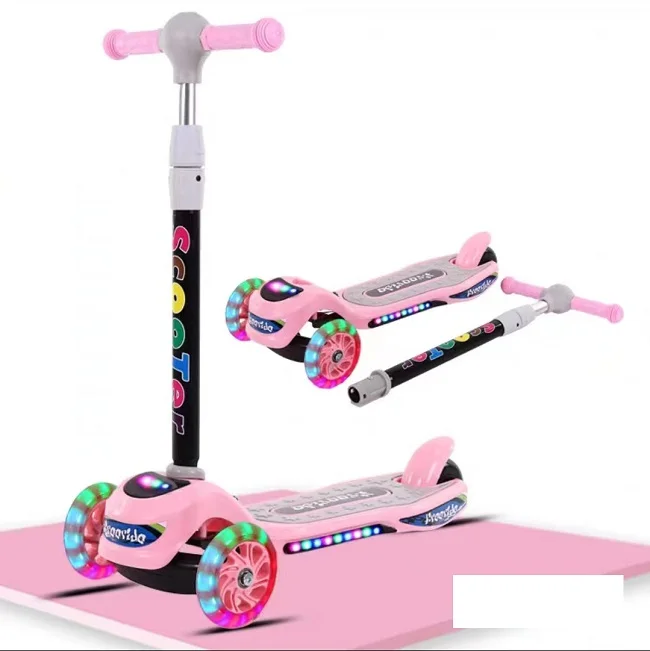 Cheap Fold Child Kick Foot Scooter boy and girl Kid Kick Scooter Electric Chinese Children 3 wheels more color