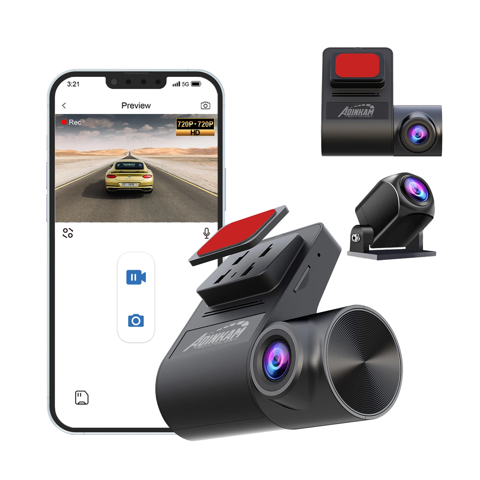 Adinkam Wholesale Car Black Box Dash Cam Single Channel Car Dvr G-Sensor Loop Recording Adas Wifi Wdr App Control Novatek Chip