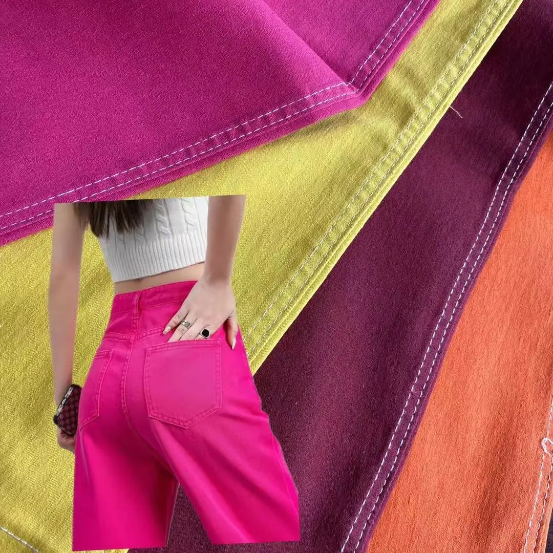 Manufacturers Denim Fabric Colorful Satin Ultra High Elastic Material Low MOQ Wholesale Price