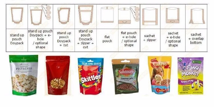 Automatic 50g 100g Coconut Crisp Shrimp Chips Packing Zip Lock Bag Stand-up Pouch Packaging Machine