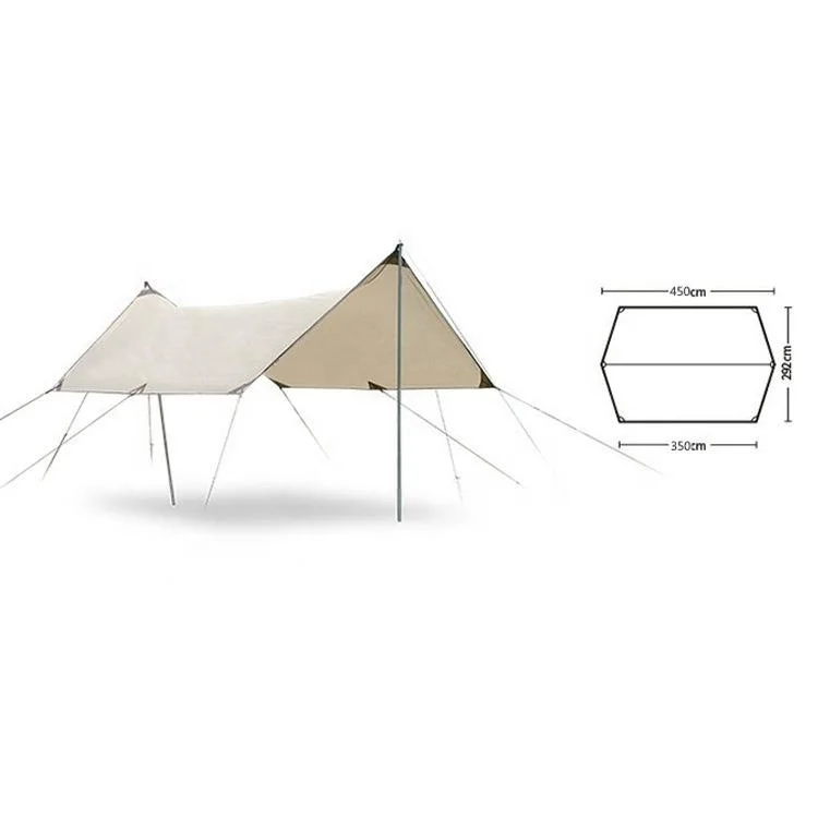Amazon hot selling shelter sun shade rain fly beach tent camping tarp with tent pole