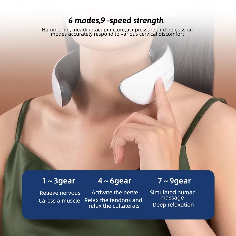 2025 NEW Neckology Intelligent Neck Massager with Heat, Electric Pulse Neck Massager for Pain Relief, Wireless Neck Massager