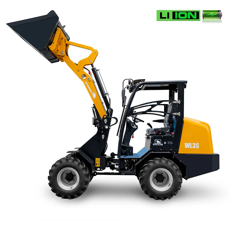 mammut 1 ton 1.2 ton wle35 electric wheel loader using CATL lithium high-capacity battery Curtis controller