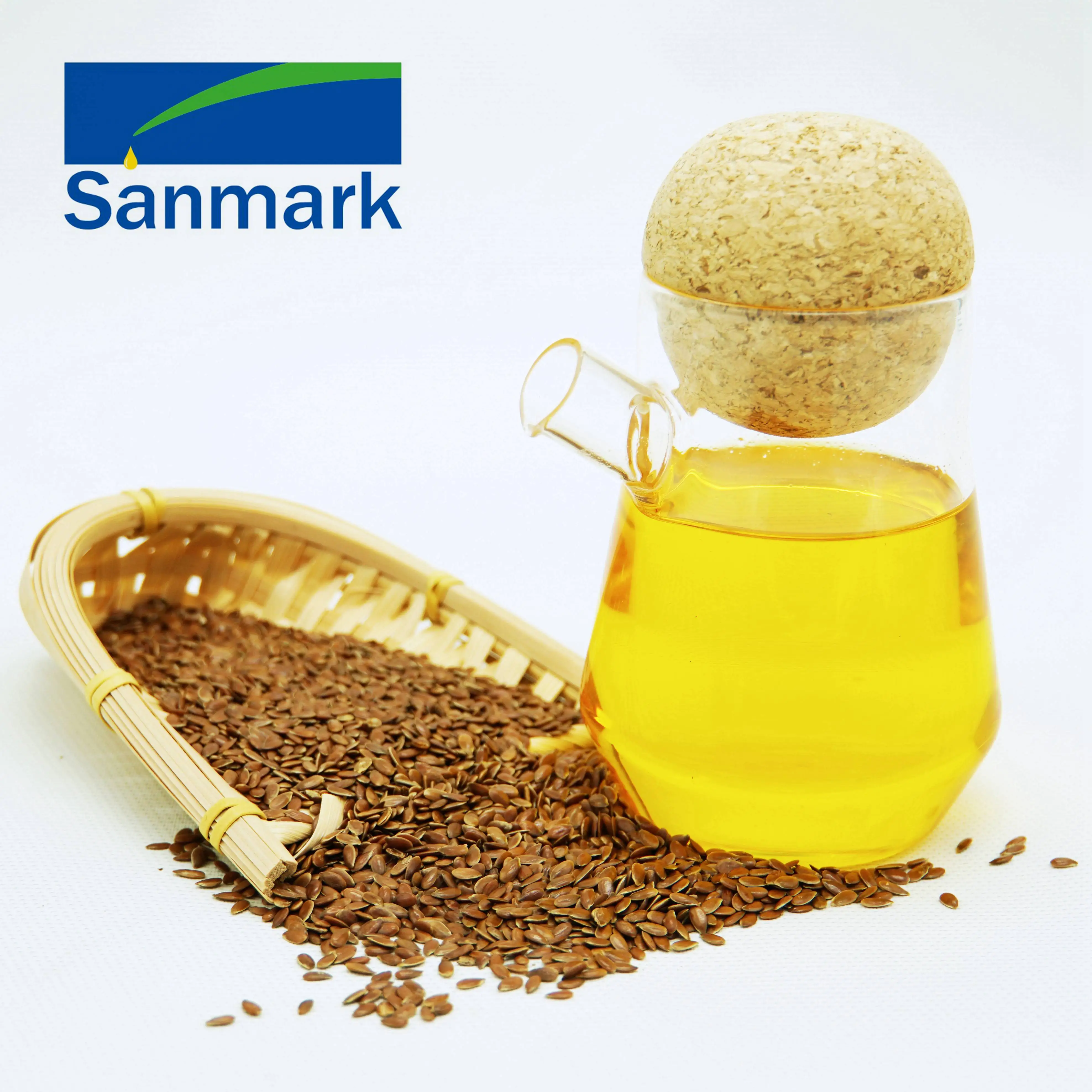 Sanmark Factory Supply Hot 55% ALA NON-GMO Flaxseed/Linseed Oil Cold Pressed Refined Flaxseed Oil For Skin Care