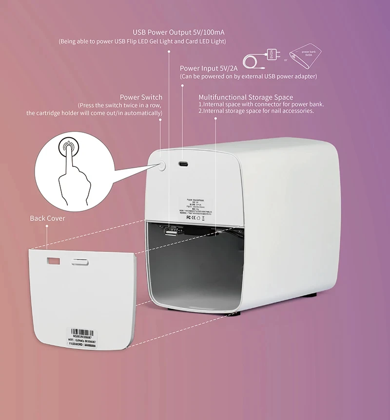 O2  Nails Mobile  Professional Nails Art printer Nail Tools for Manicure  Picture Pattern Color Printing