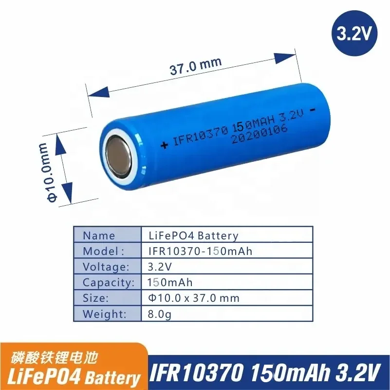 Rechargeable Cylindrical 10370 Battery Cell Li-ion 3.2V 150mAh Battery