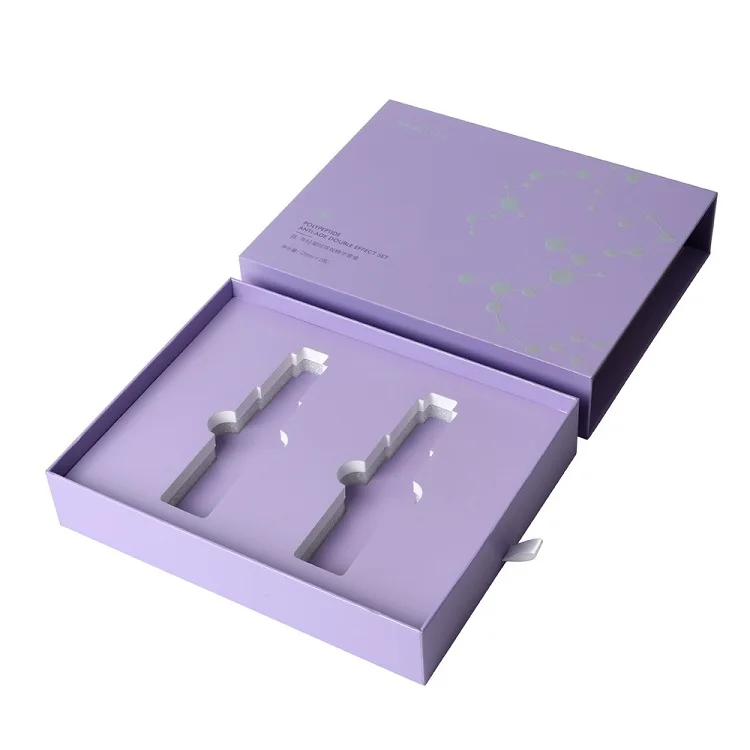 UV spot gift Essential Oil drawer packaging cute cardboard small paper sliding Perfume Box with Ribbon puller Drawer Box Packing
