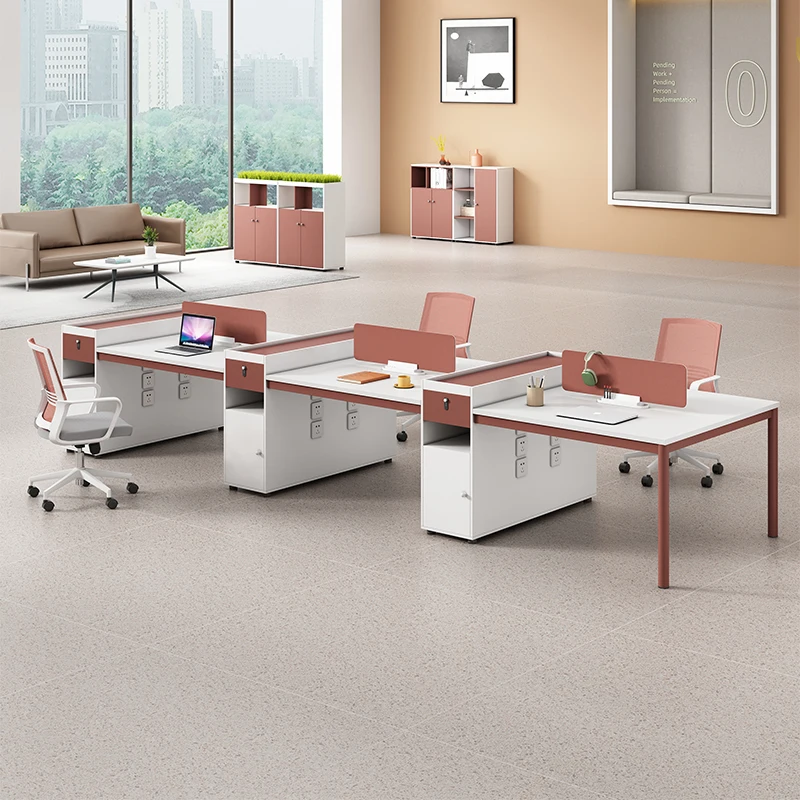 Modern design high quality standard size double side office furniture table 2 person staff workstation office working desk