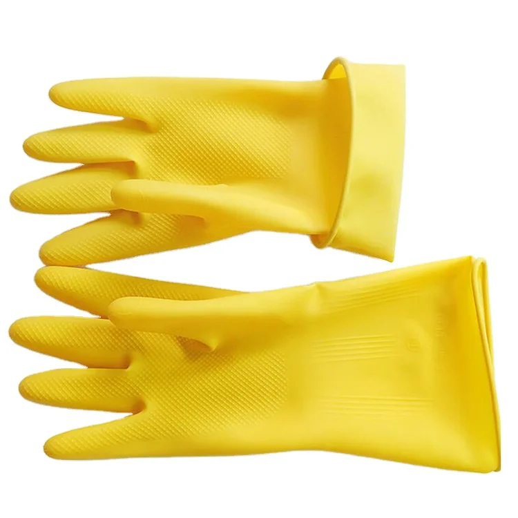 Factory wholesale cheap long sleeve latex rubber hand gloves for kitchen cleaning