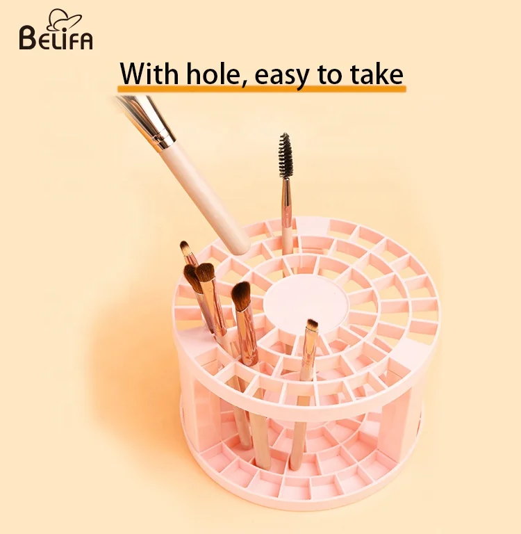 49 hole desk organizer pen pencil stand rack plastic round makeup artist paint brush holder