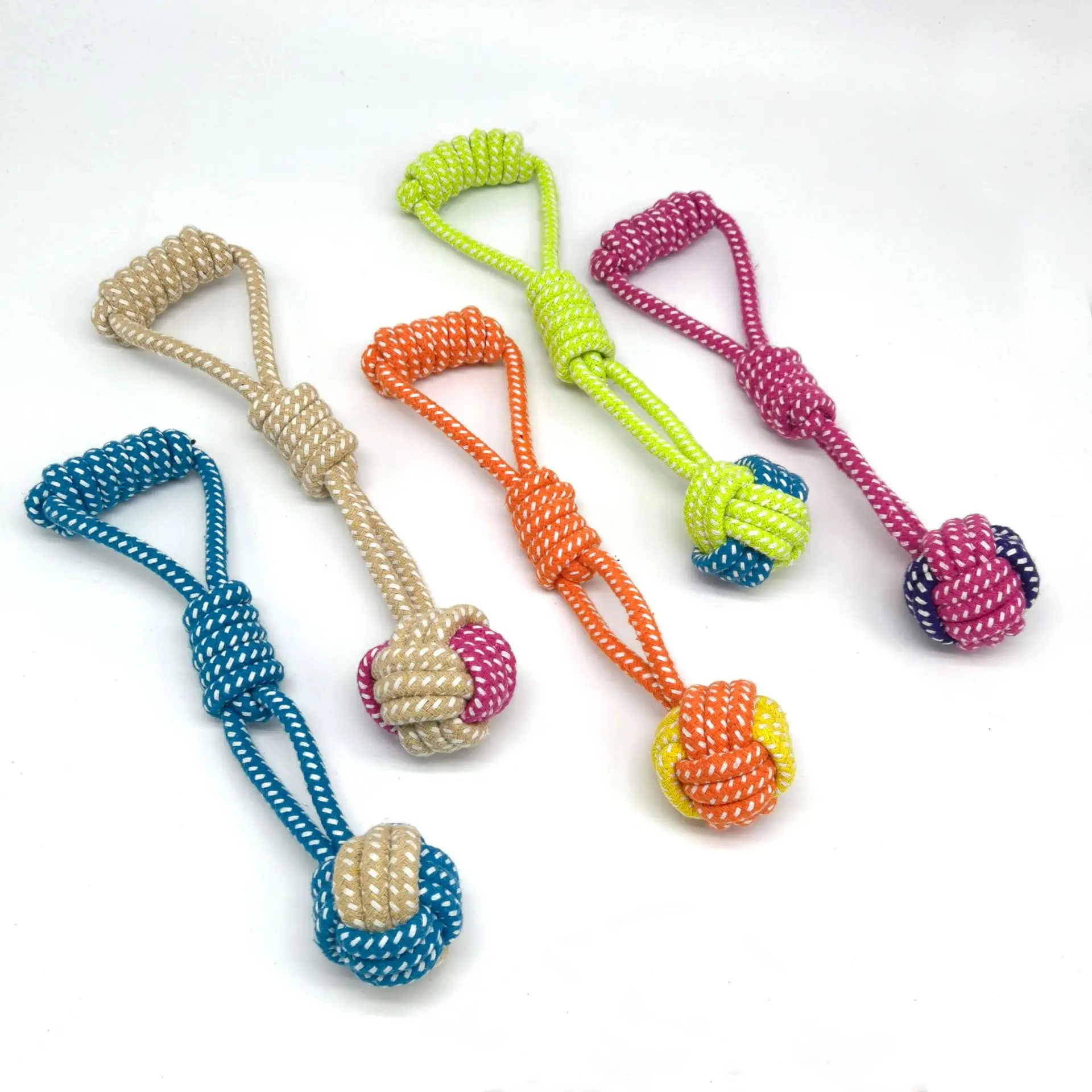 Puppy Dog Toys for Teething Pet Toy Two-color Candy Sotton Rope Ball Teeth Grinding Teeth Cleaning Bite Resistant Toy