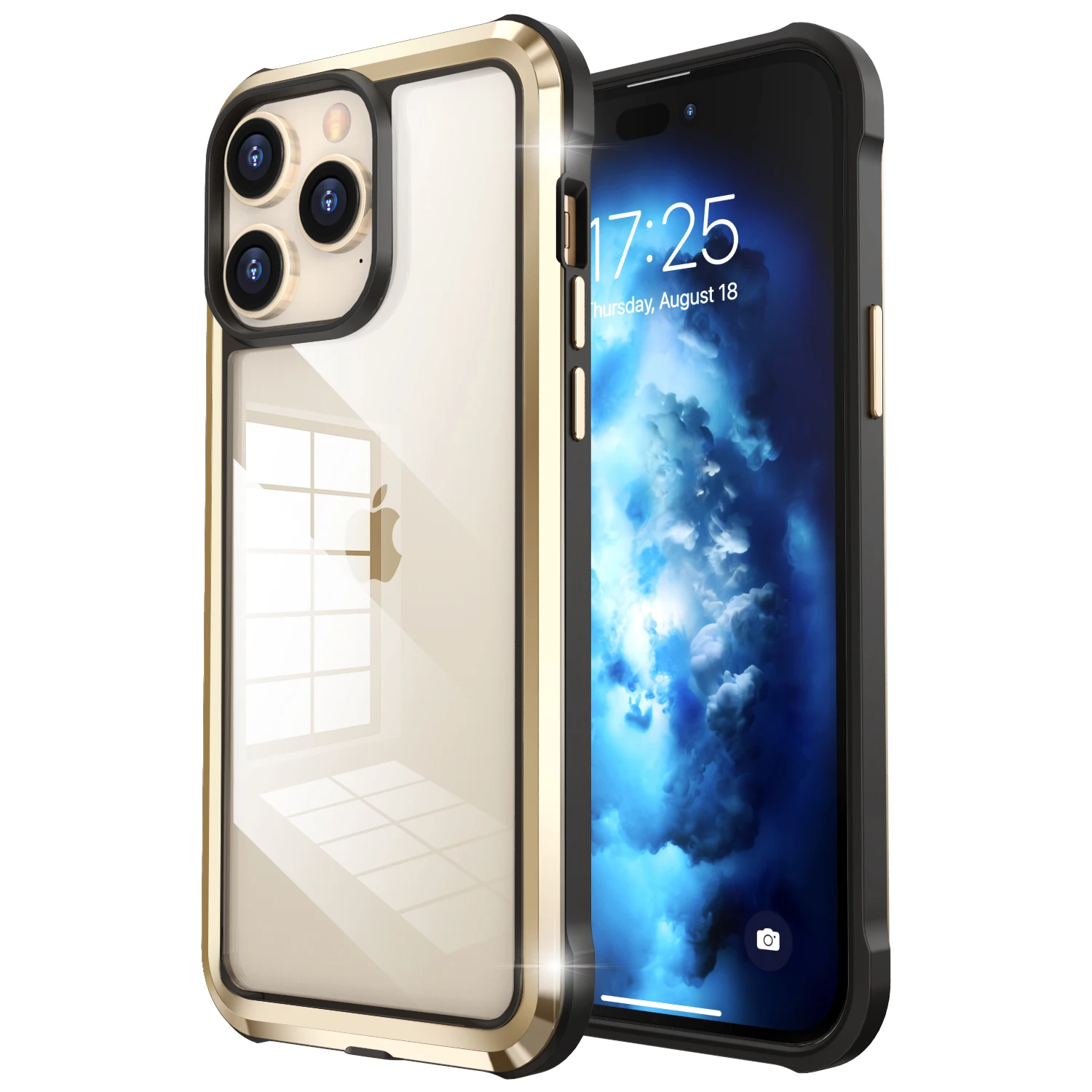 New 2 in 1 Heavy Duty Phone Case for iPhone 14 Pro Max Rugged Armor Metal Protective for iPhone 13 14 Clear Cases