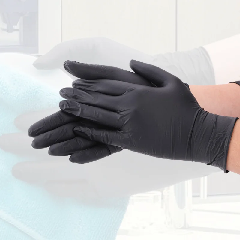 Factory High Quality Cheap Black Nitrile Gloves Disposable Safety Salon Hand Nitrile Gloves Powder Free