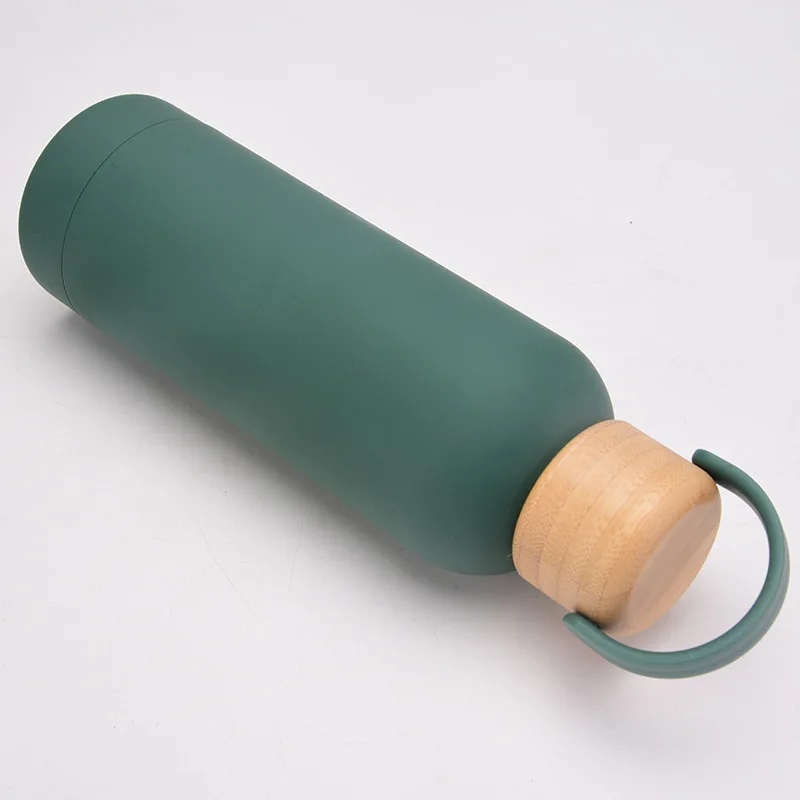 Yeway botella de agua American ins small mouth Water bottle bamboo cover 304 stainless steel Water Bottle double layer cup