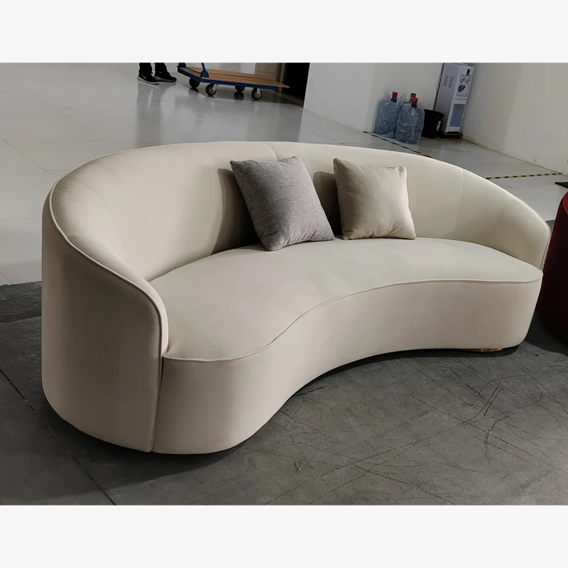 Modern Nordic velvet Sofa Curved Sofa Couch Living Room Home Office Upholstery Fabric Half Round Circle Sofa