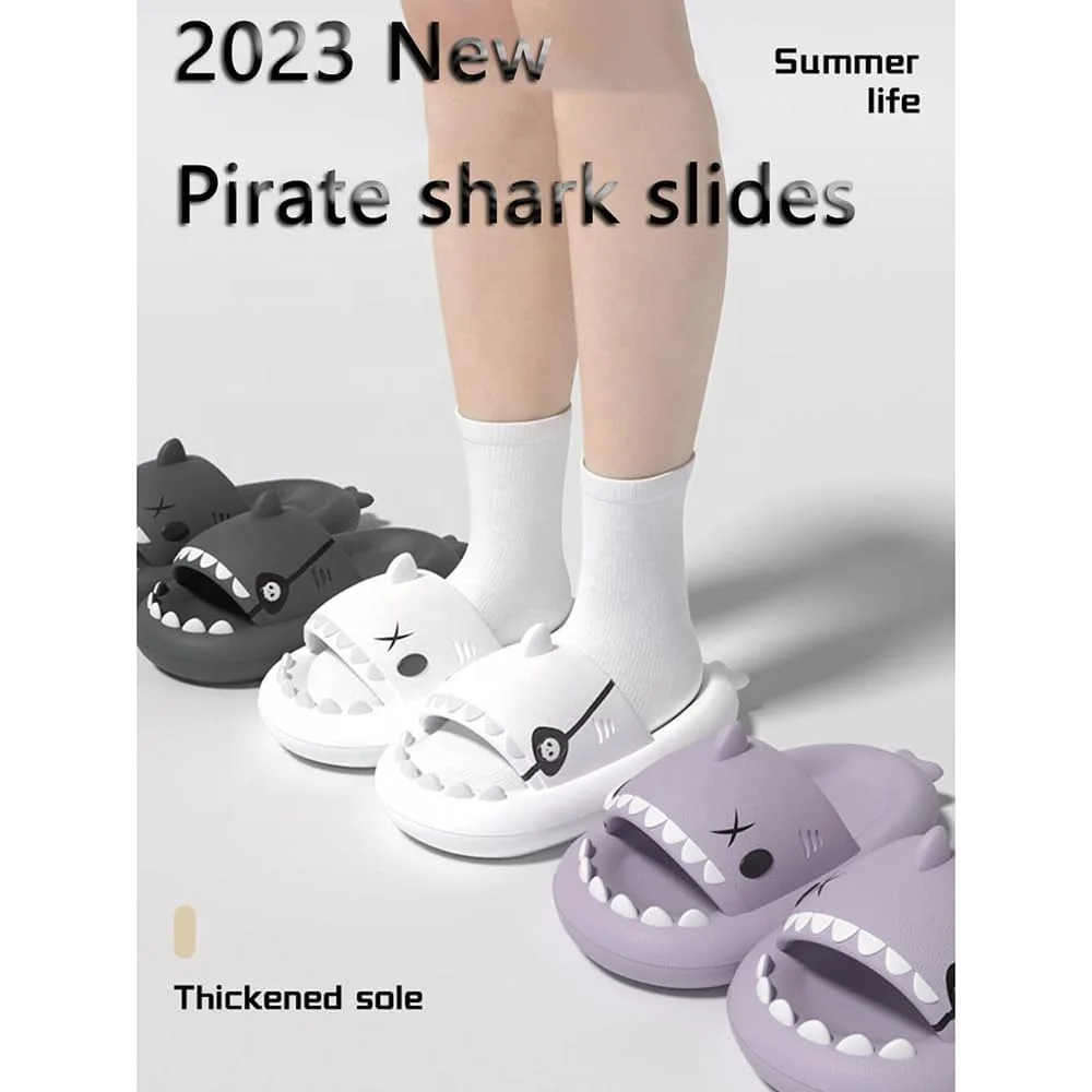 2024 Gift Shark Slides Slippers Original Cloud Shark Slides Pillow Summer Anti Slip Open Toe Pirate Slide Sandals