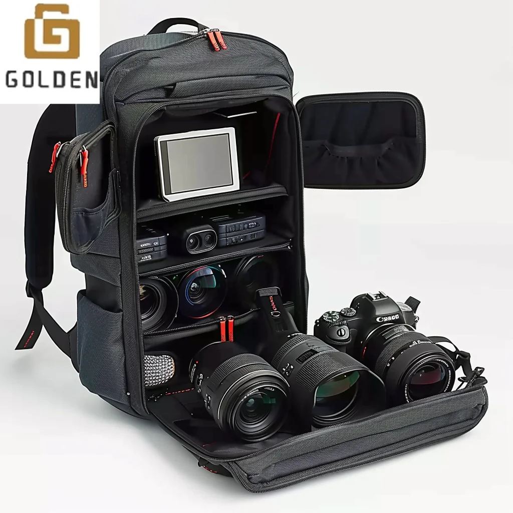 Golden Fashionable shoulder backpack Cross-Border Popular Shoulder Digital Camera Bag Outdoor Nylon