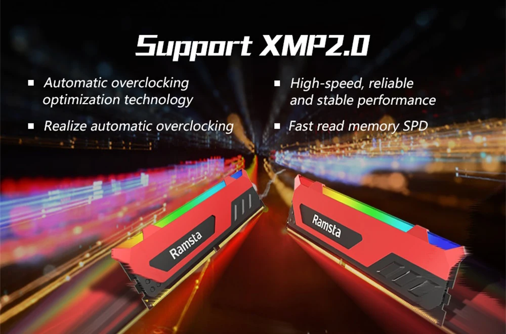 Оперативная память Ramsta RGB DDR4 16 Гб (8 x2 ) ( 8 * 2) 2400 МГц детали компьютера компоненты ПК