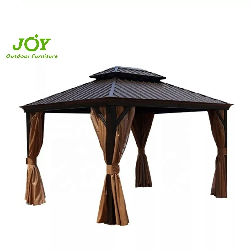 
3X3.65M Metal Panel Hard Top Gazebos Double Solid Roof Outdoor Garden Gazebos 