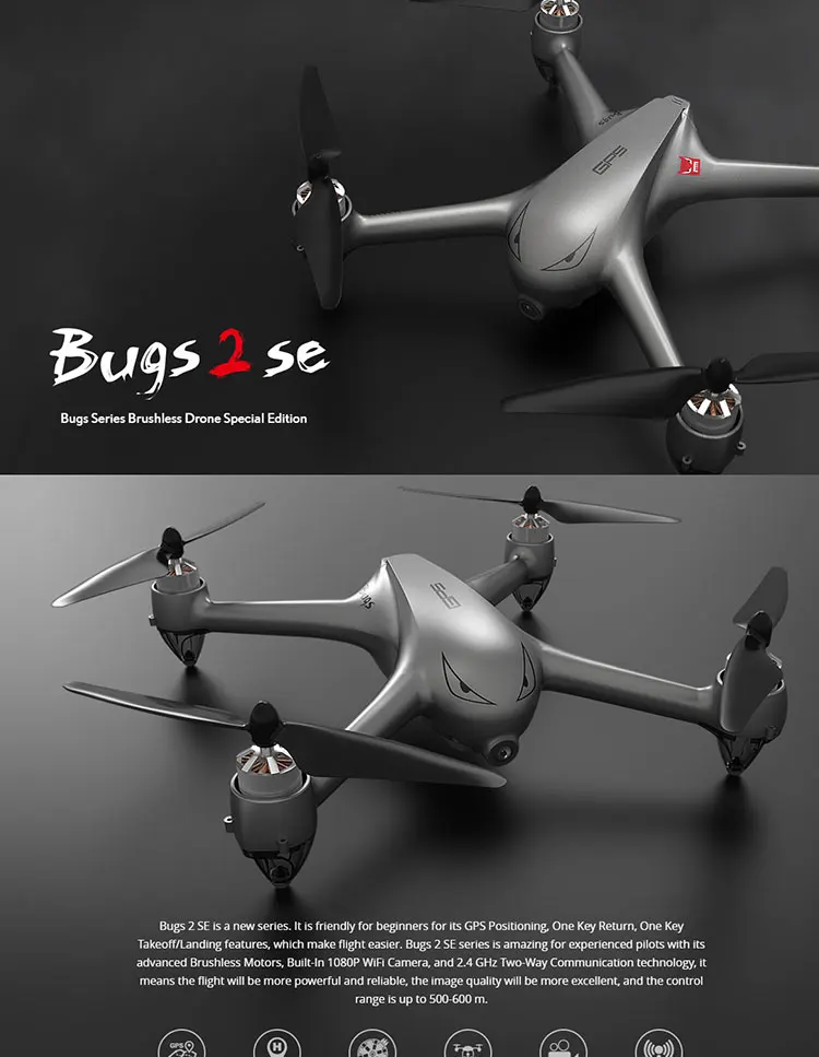 Flycam 2.4G Brushless GPS RC Drone with 5G WIFI 1080P Camera HD MJX B2SE