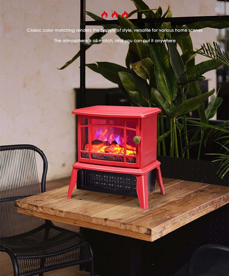 1500W Electric Home Fireplaces 3d Fire Winter Living Room Bedroom Indoor  Electric  Heating Portable Fire Place Stove