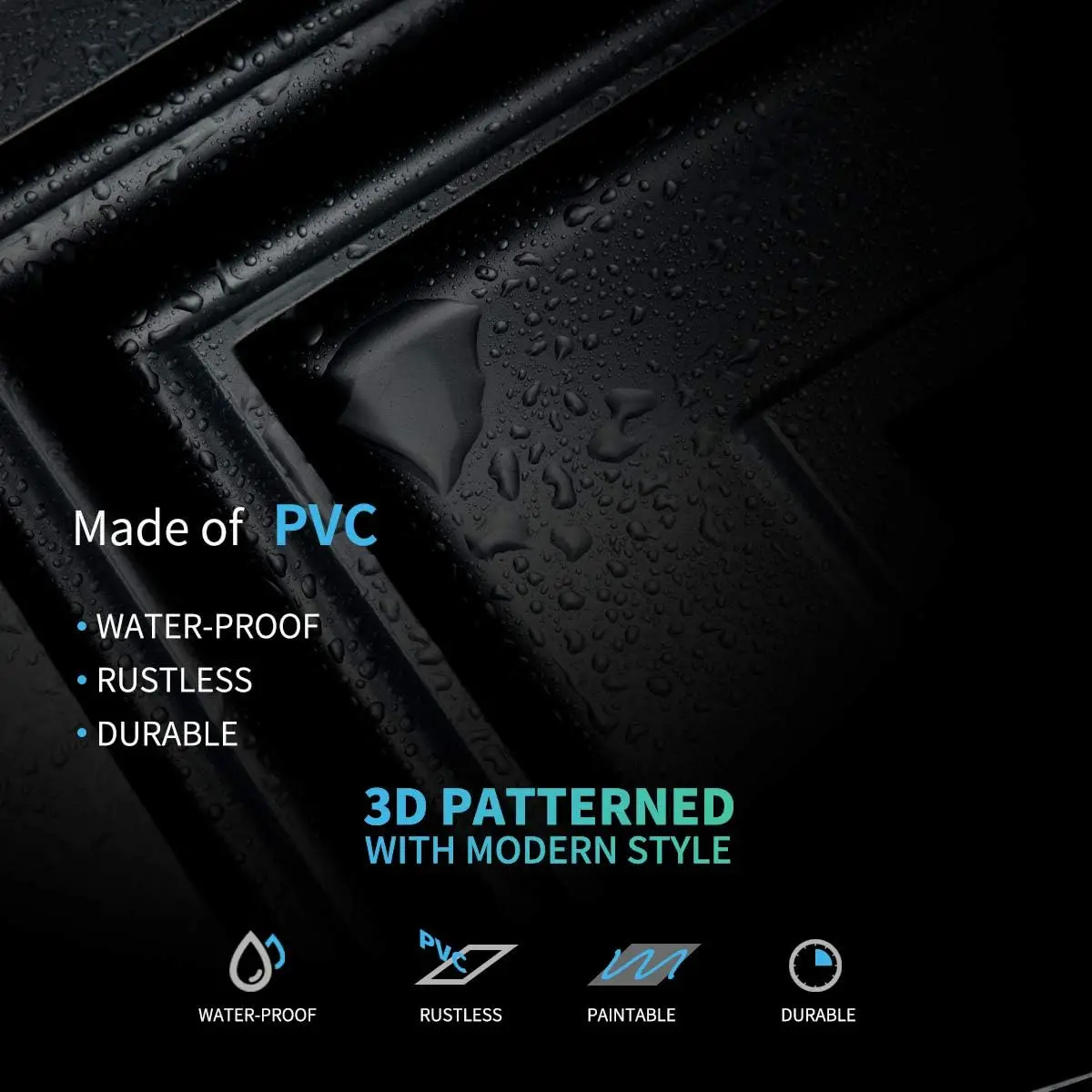 3D PVC Wall Panels Decorative Drop Ceiling Tile Glue up Ceiling Panel Square-Black