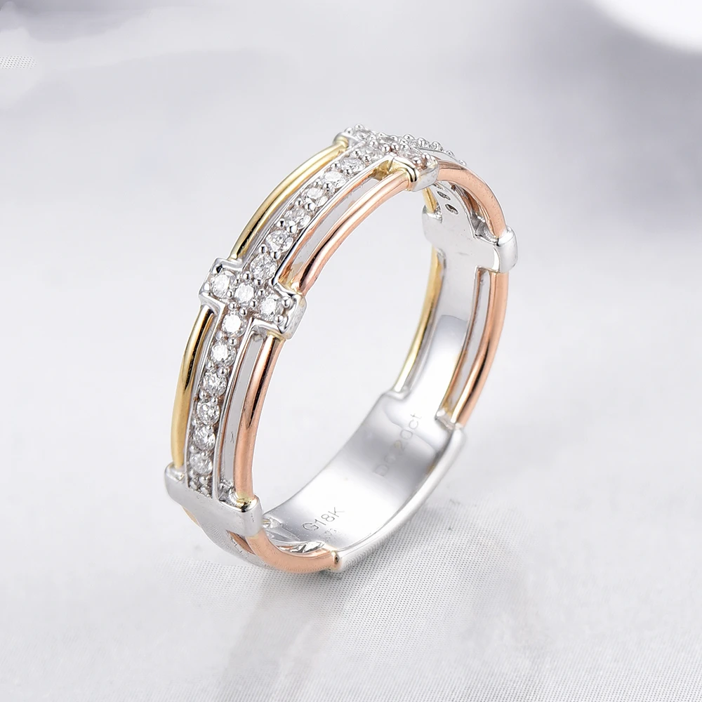 Female Custom Diamond Jewelry Ring 18K Gold Engagement Wedding Ring Band For Women