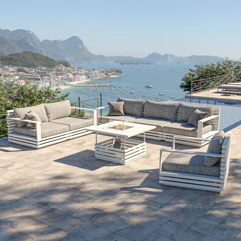 Modern minimalist design private garden furniture hotel patio outdoor sofa aluminum garden sofa set