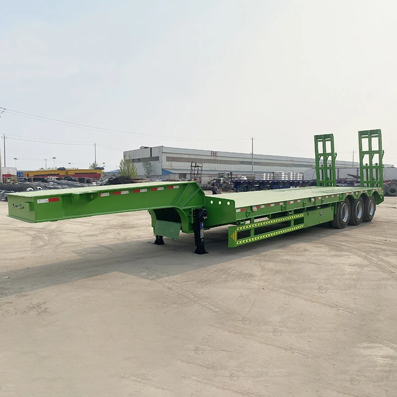 50 ton 60 ton 80t 100 ton 18m 3 Axles Hydraulic Lowbed Lowboy Low Bed Loader Semi Trailer