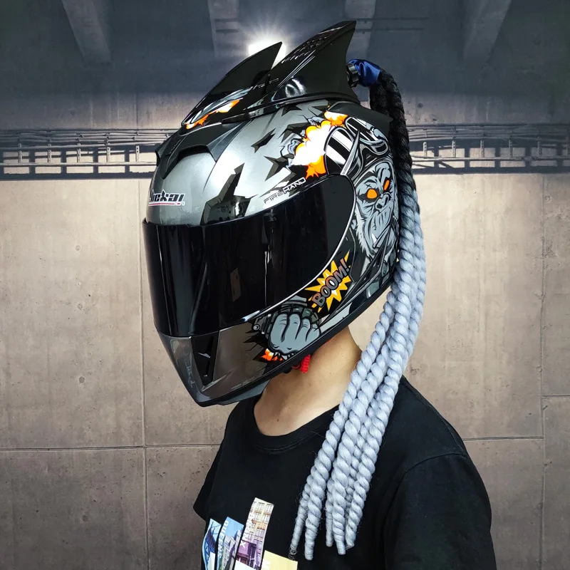 Wejump Personalized urban Full Face Helmet Motorcycle For Fashion Girl With Ponytails