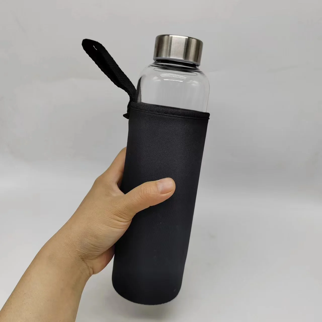 Factory custom filterable 12oz 16oz High Borosilicate water beverage  tea glass can cup with bamboo lid and straw