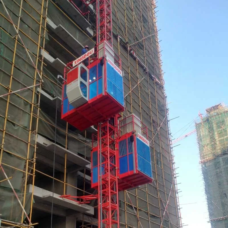 sc100 100 vfd type construction material lift passenger hoist for high rise buildings with safety device