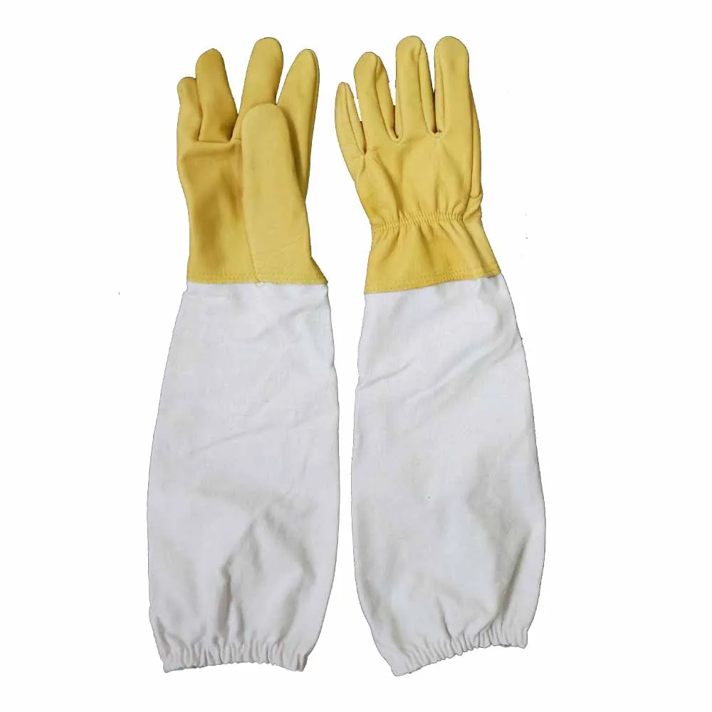 Vented Long Sleeves Sting Proof Cuff Safety Protective Premium sheepskin Leather Beekeeping Gloves