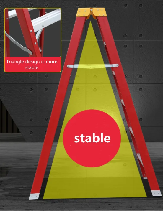 high-quality composite grp electric insulating With Platform Tool Traymovable tripod fiberglass ladder