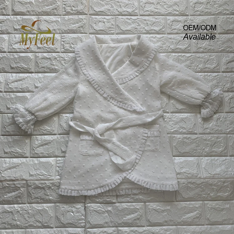 Фабричная швейцарская Ночная рубашка в горошек для девочек, одежда для сна, домашняя одежда, детские халаты, пижамы, Детская Пижама с кружевом