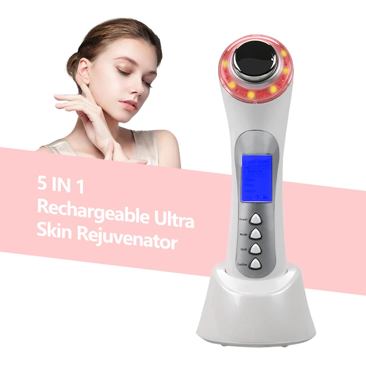 Portable Home Use Handheld 5 In 1 Rechargeable Ultra Facial Skin Care Device Electric Skin Rejuvenation Facial Cleaning Massage