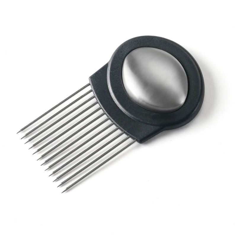 
Factory Supply Vegetable Tools Onion Holder Slicer Stainless Steel Hand Held Vegetable Chopper 