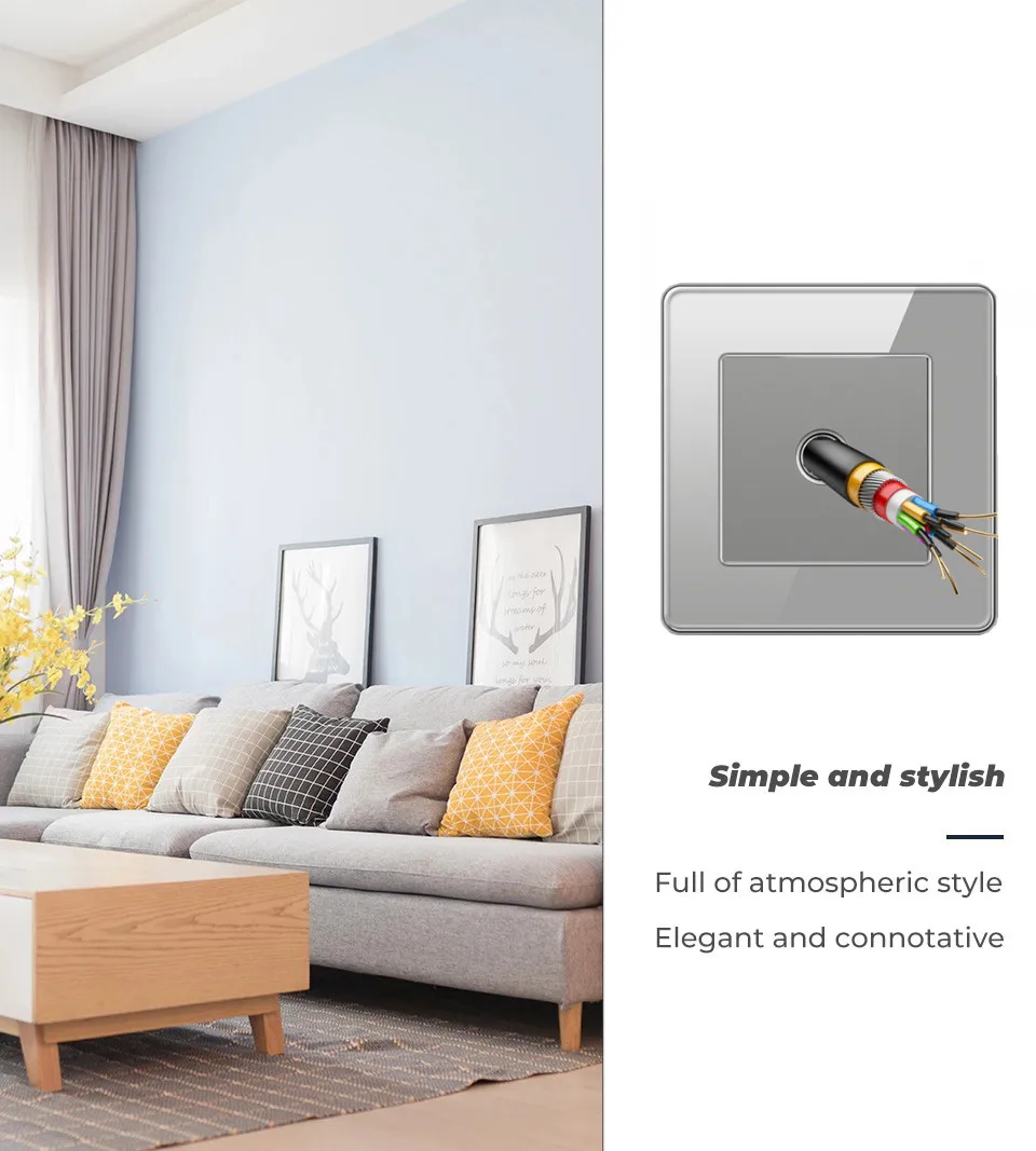 Ksmt UK 86 Standard electric wall socket 20A flex outlet plate Tempered Glass wire panel socket wall switch