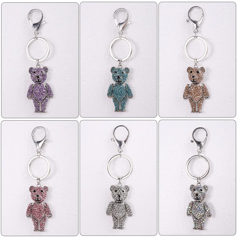 Creative Alloy Diamond Gift key chain pendant Cute delicate Bear series Key chain wallet Key ring bag key chain
