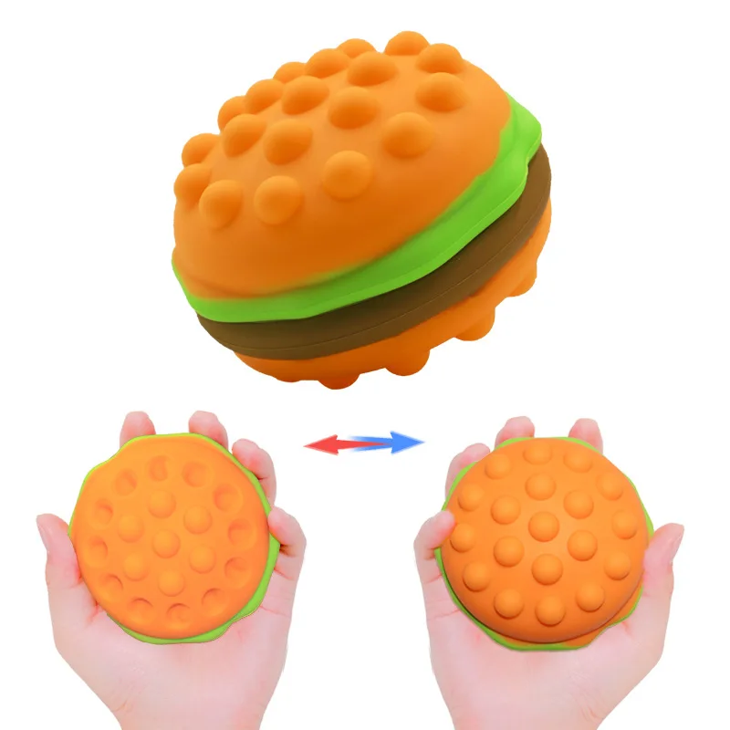2024 hot sales Kids Adults Stress Relief Party Favors Hamburger Soda Push Bubble Sensory Balls Squeeze Toys