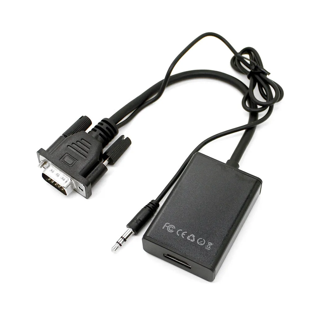 Новое поступление, адаптер Full HD 1080P VGA-HDMI с аудиокабелем 3,5 мм и портом питания Micro USB для ПК и монитора HDMI