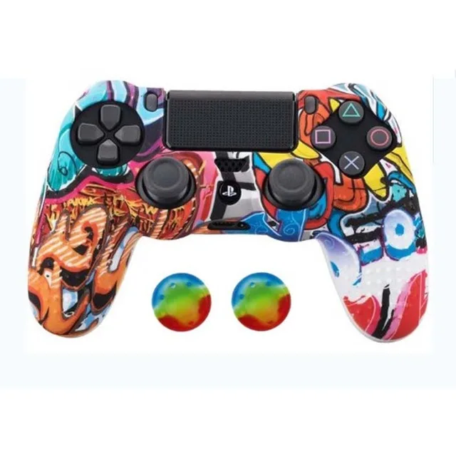 PS4 Controller case For Sony Dualshock 4 PS4 Silicone Case Protect Skin Case with Thumb Grips Joystick Caps
